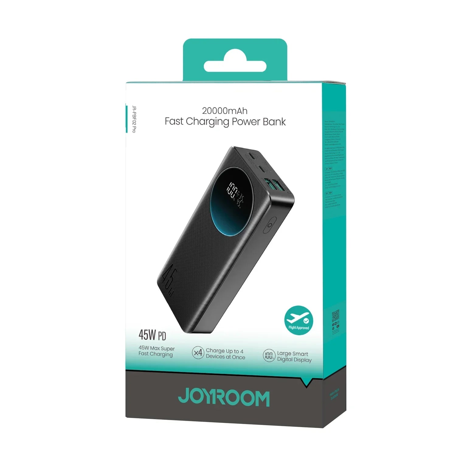 JOYROOM JR-PBF02 Pro 20000 mAh 45W Powerbank with Digital Display 2x USB-A 2x USB-C