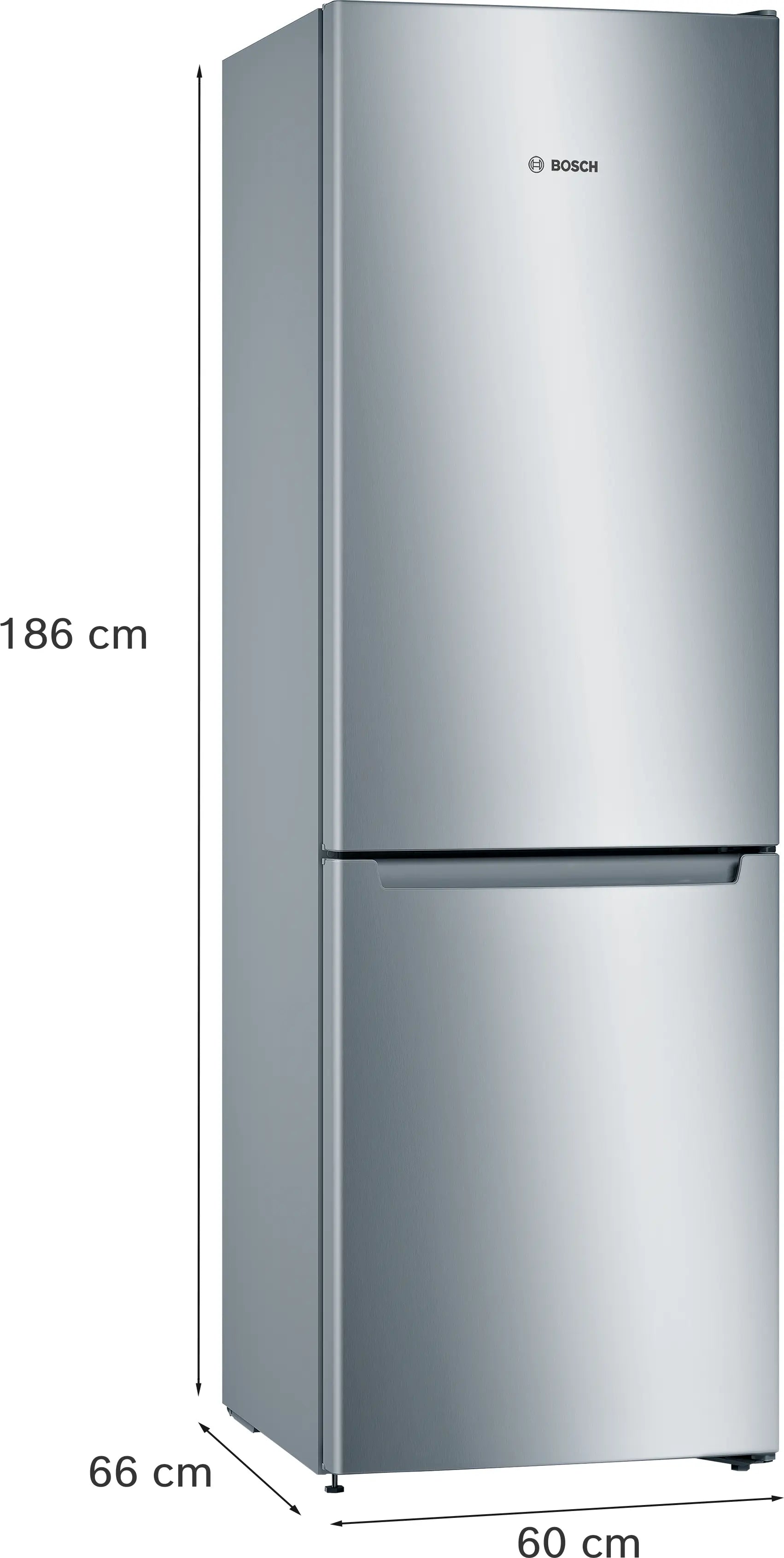 BOSCH Refrigerator Combi 302 Liter, NoFrost, Bottom Freezer, Silver (KGN36NL30U)