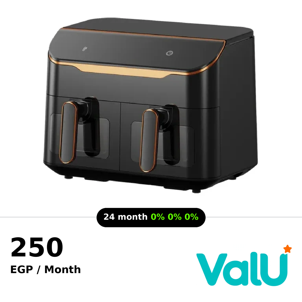 Oraimo NutriFry Duo 8L 2800W AirFryer Dual-Cooking For Versatile Meals - OH-AF510N - Black