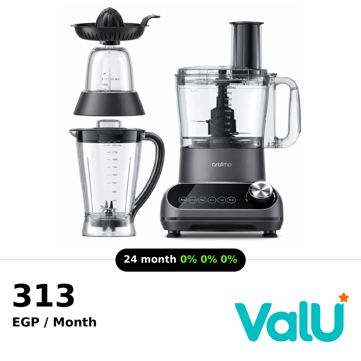 Oraimo OmniBlend2 21000 RPM Speed 5-in-1 Blender - OBL-881A - Gray