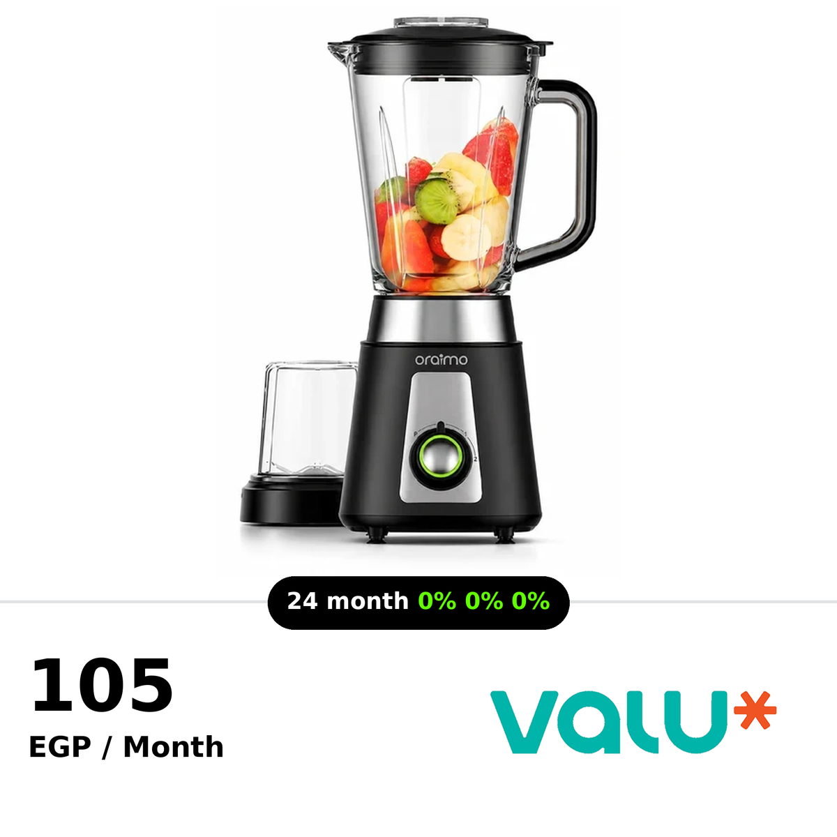<tc>خلاط ذكي من Oraimo سعة 1.5 لتر مع تحكم في السرعة - OH-B1 - أسود/فضي</tc>