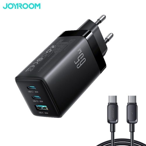 JOYROOM JR-TG10 65W GaN 2x USB-C + USB-A wall charger (with Cable)