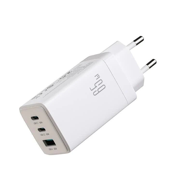 JOYROOM JR-TG10 65W GaN 2x USB-C + USB-A wall charger (with Cable)