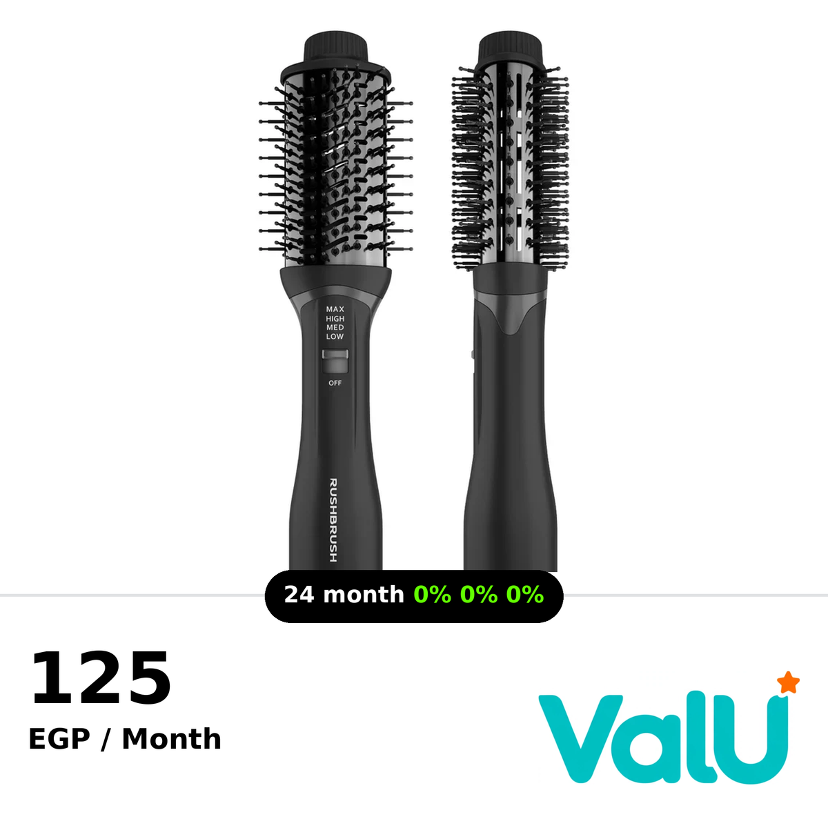 Rush Brush V2 Lite Hair Straightener, 1200 Watt - Black
