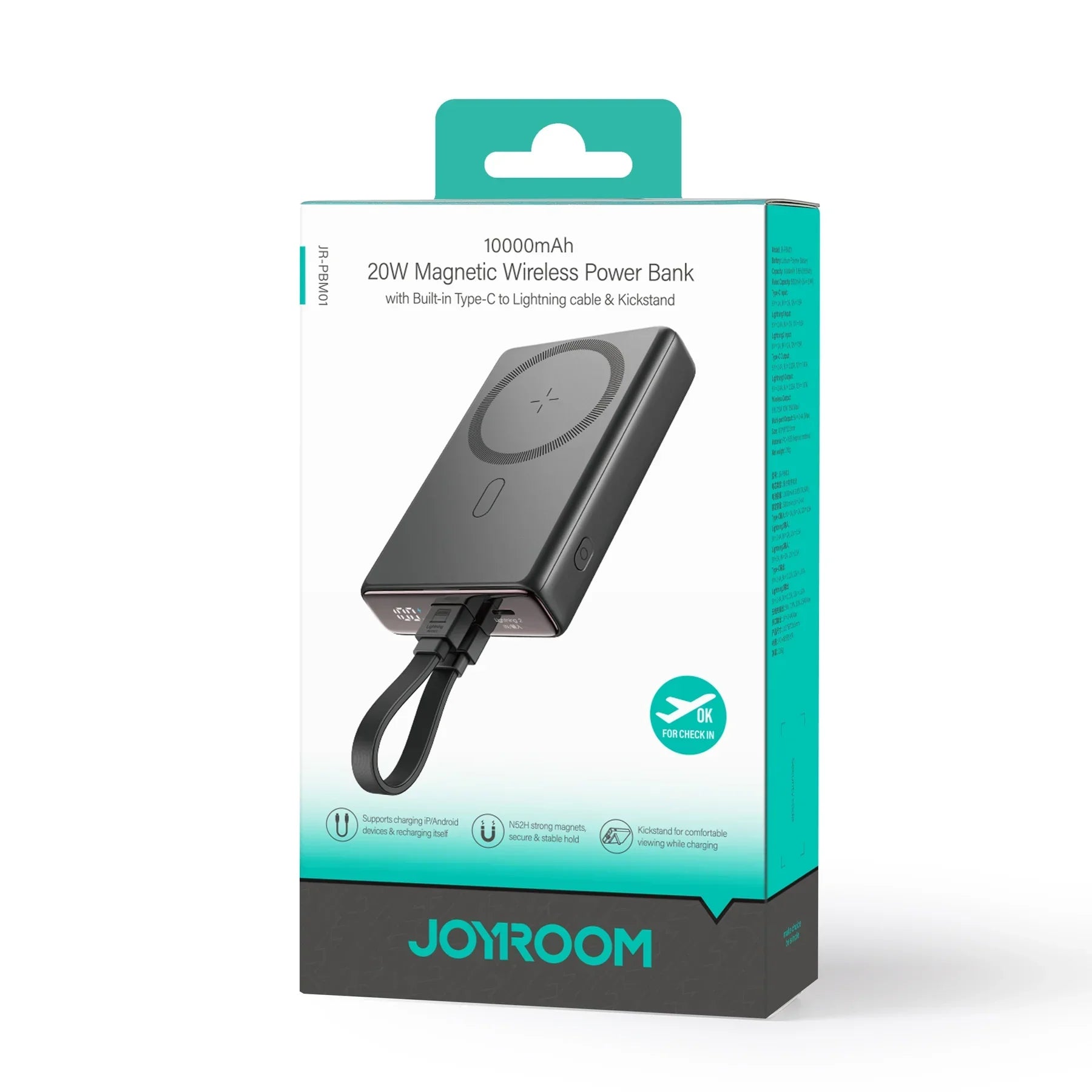JOYROOM JR-PBM01 20W Power Bank 10000mAh with Built-in Cable&Kickstand - XPRS
