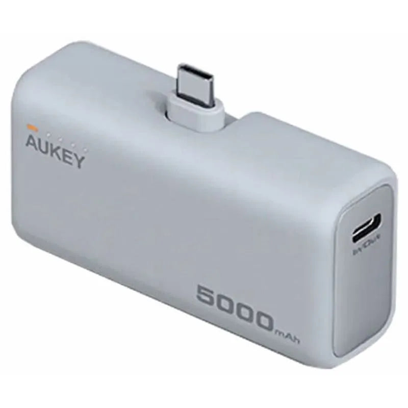 AUKEY Spark Mini Wired Power Bank, 5000 mAh, 1 Port, USB-C, White - PB-Y59-WH