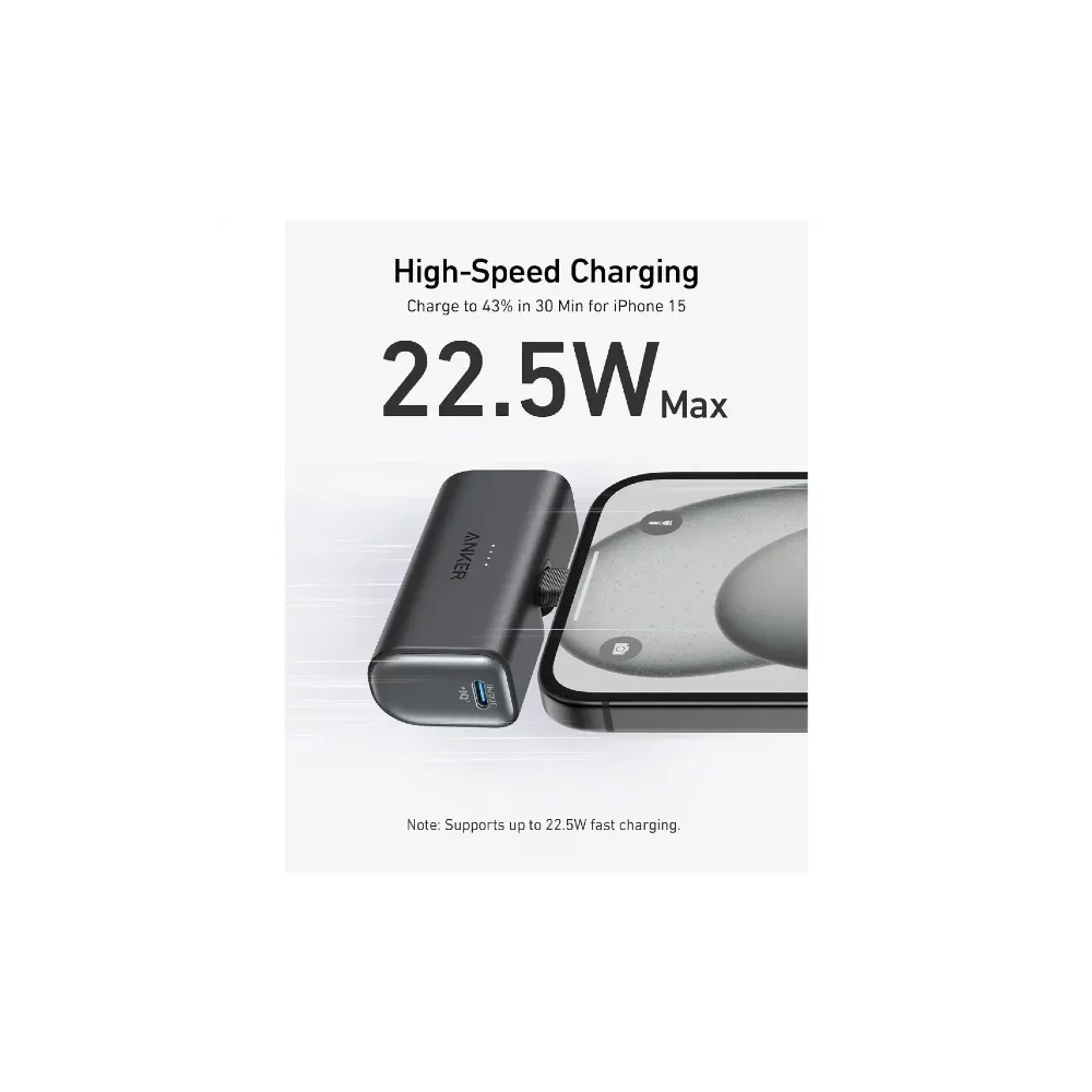 Anker Nano Power Bank 5,000 mAH 22.5W Built-In USB-C Connector - Black | A1653H11 xprs 2