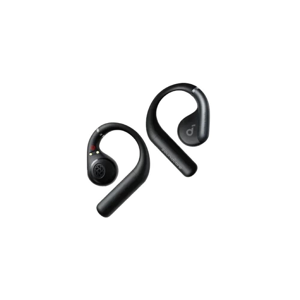 Black Soundcore wireless earbuds with ergonomic design for gaming and mobile use