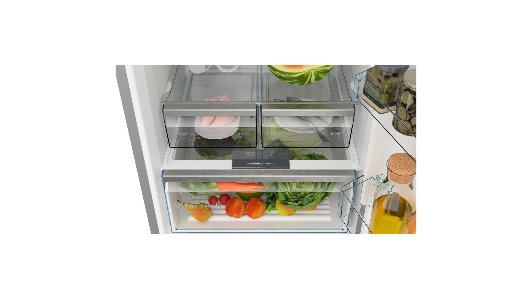 Bosch, Series 4, free-standing fridge-freezer with freezer at bottom, 483 litres, 186 x 70cm, Brushed steel anti-fingerprint, KGN55VI2E9 xprs 3