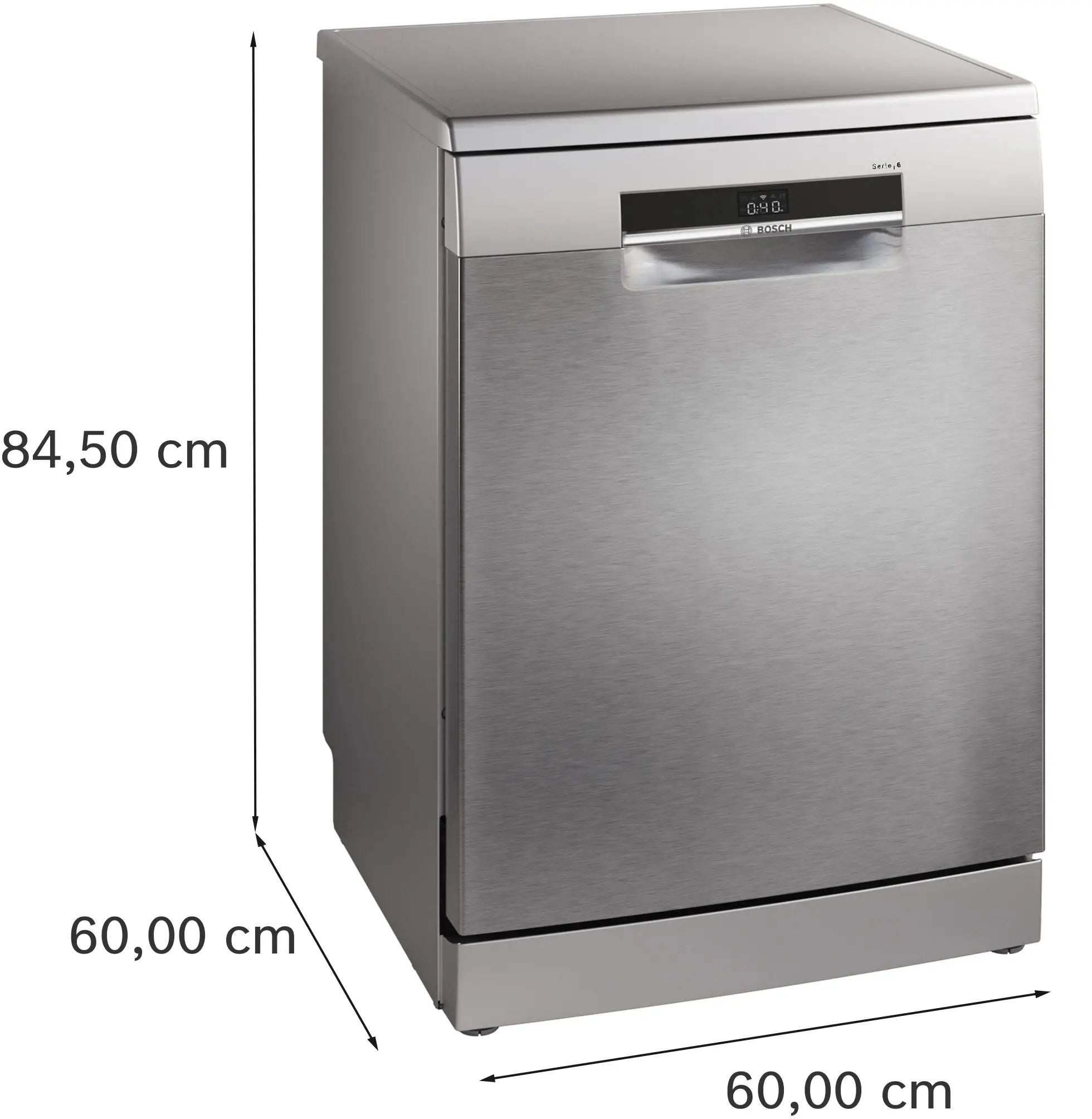 Bosch Series 6 Dishwasher 14 Place 60cm Silver Inox SMS6EMI62V measurements
