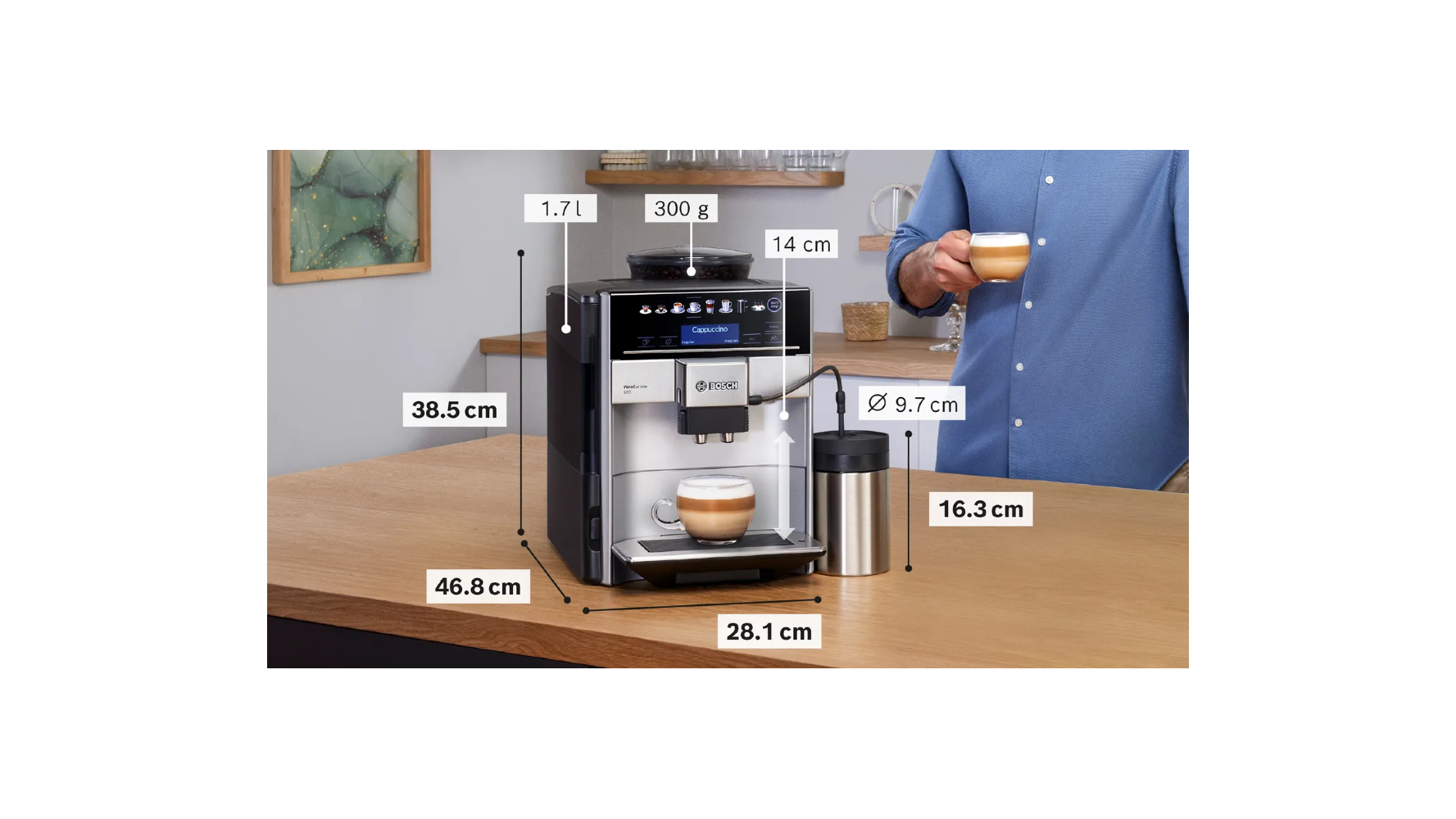 Bosch Vero Barista 600 Espresso Coffee Maker, 1.7 Liters, 1500W, Black and Silver - TIS65621RW xprs 1