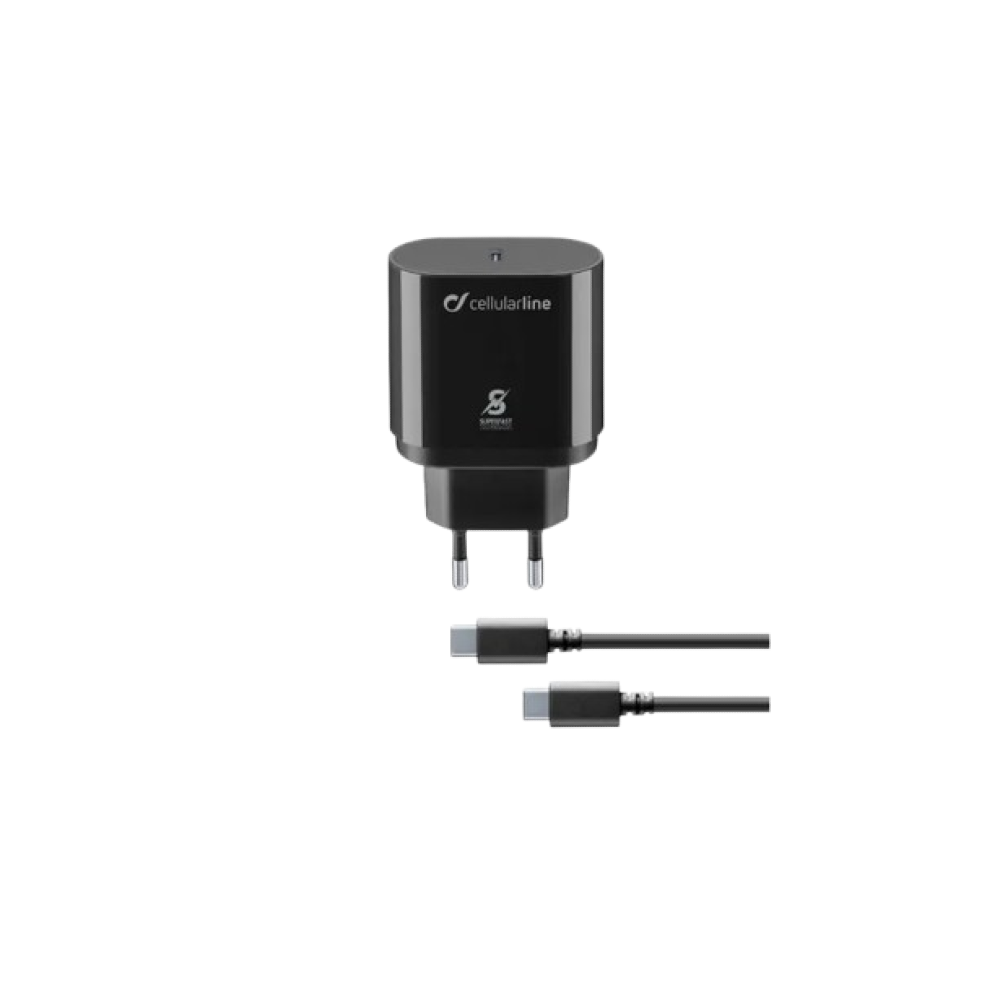Cellularline 25W USB-C Charger with Cable - Black xprs 1