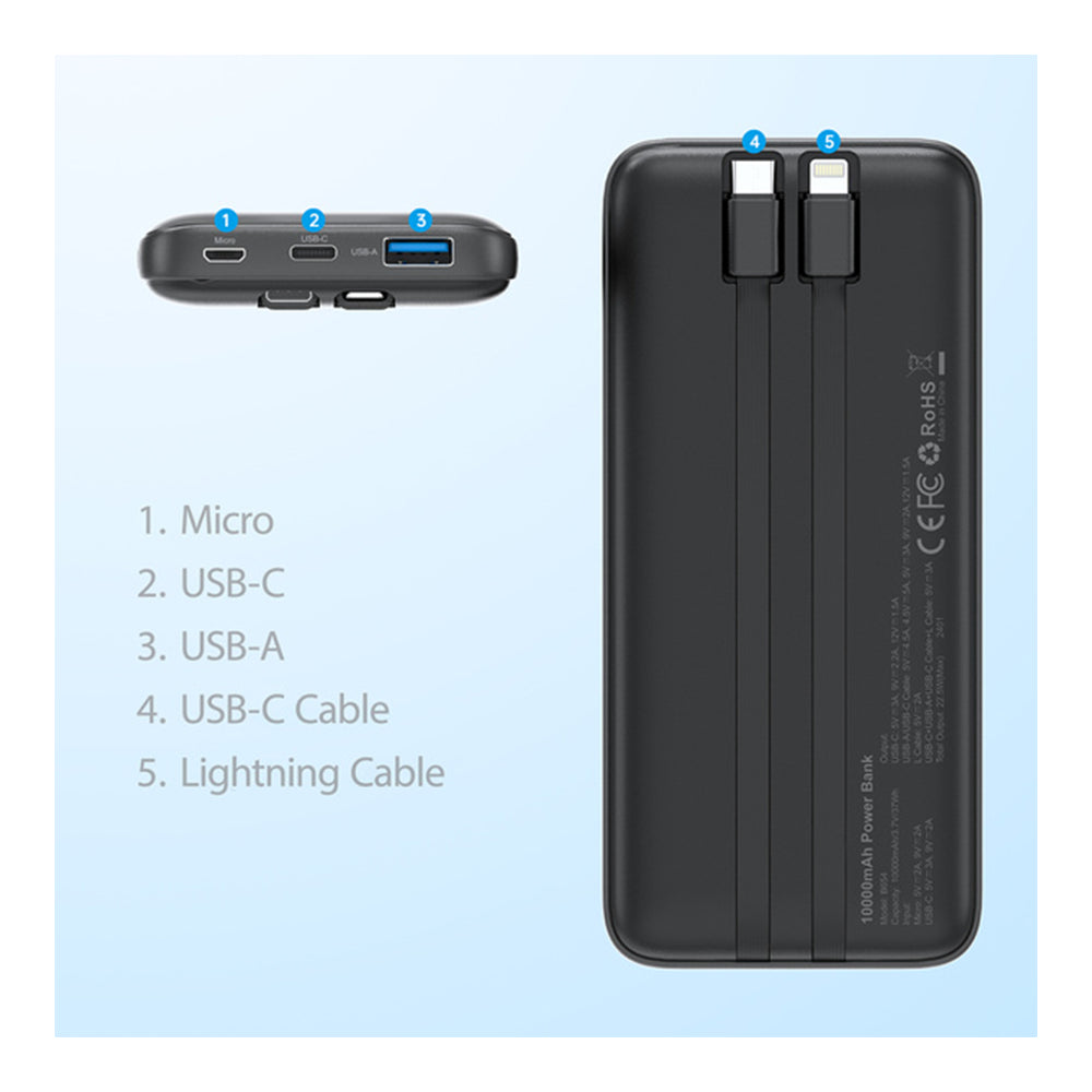 Choetech 10000mAh power Bank PD 22.5W - Black xprs 0