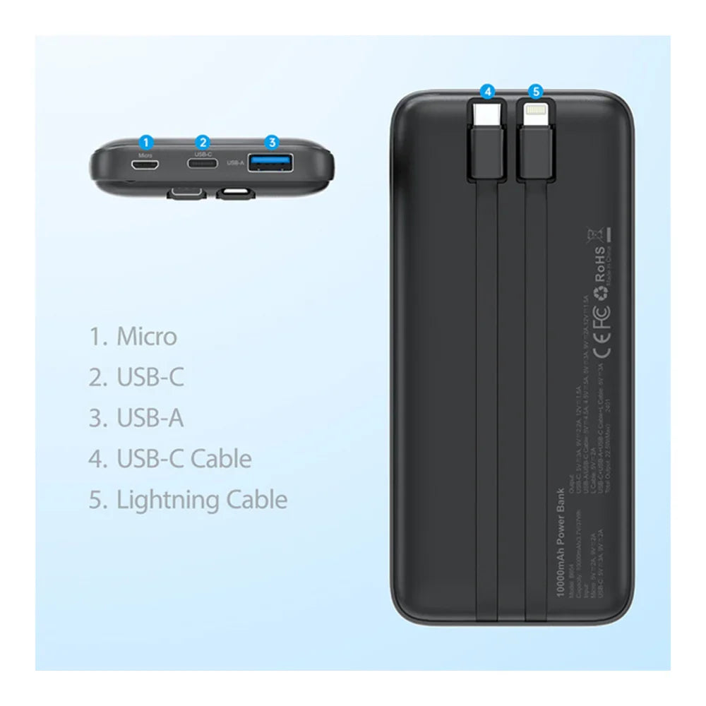 Choetech 10000mAh power Bank PD 22.5W - Black xprs 0
