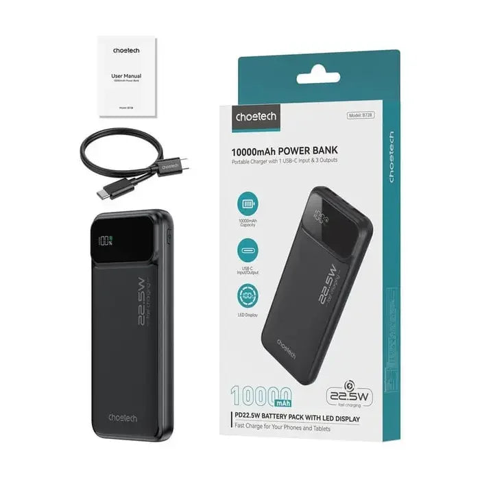 Choetech 10000mAh power Bank PD 22.5W - Black xprs 1