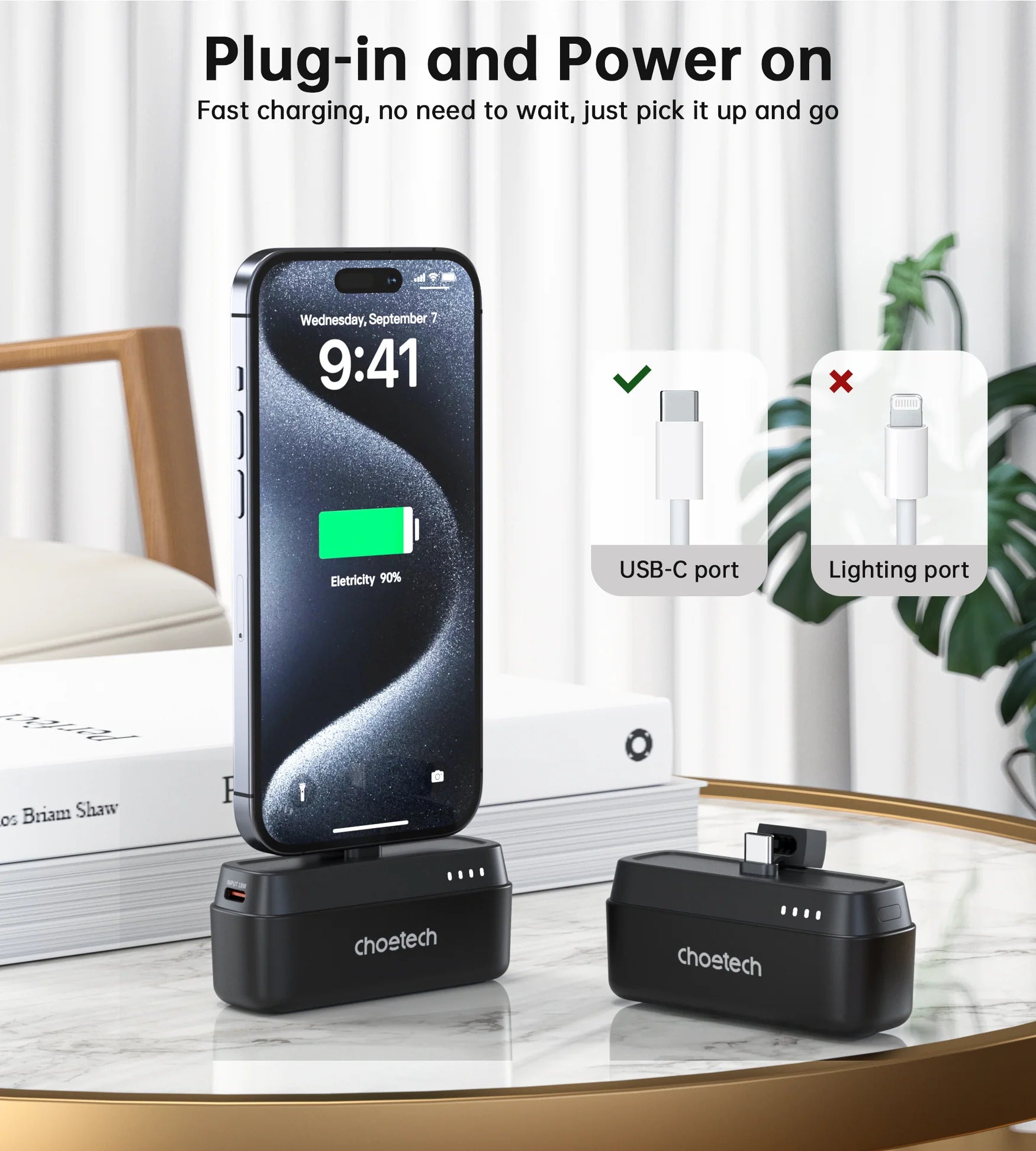 Choetech 5000mAh Mini Power Bank USB-C - Black xprs 2