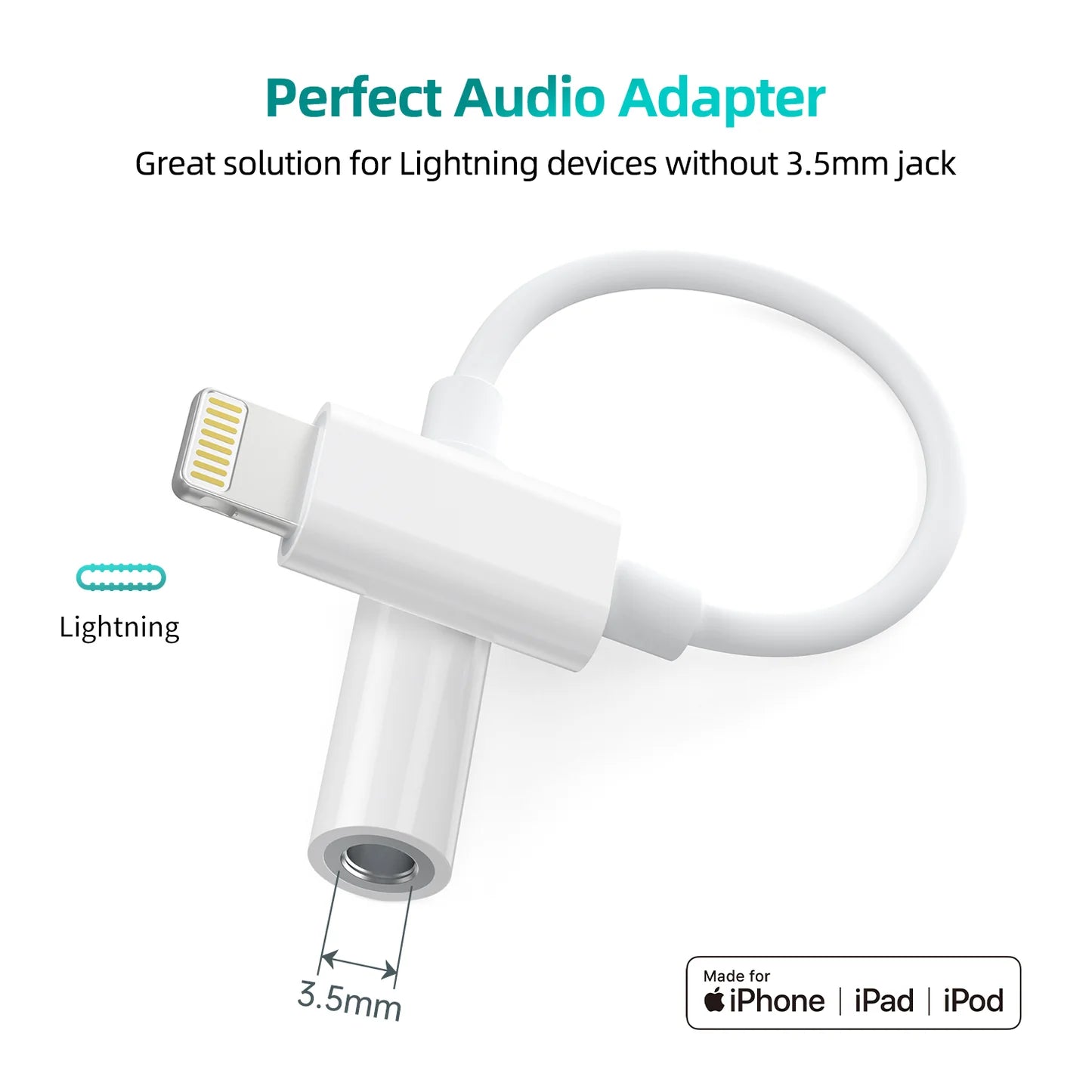Choetech Lightning to 3.5mm Audio Adapter - White xprs 0