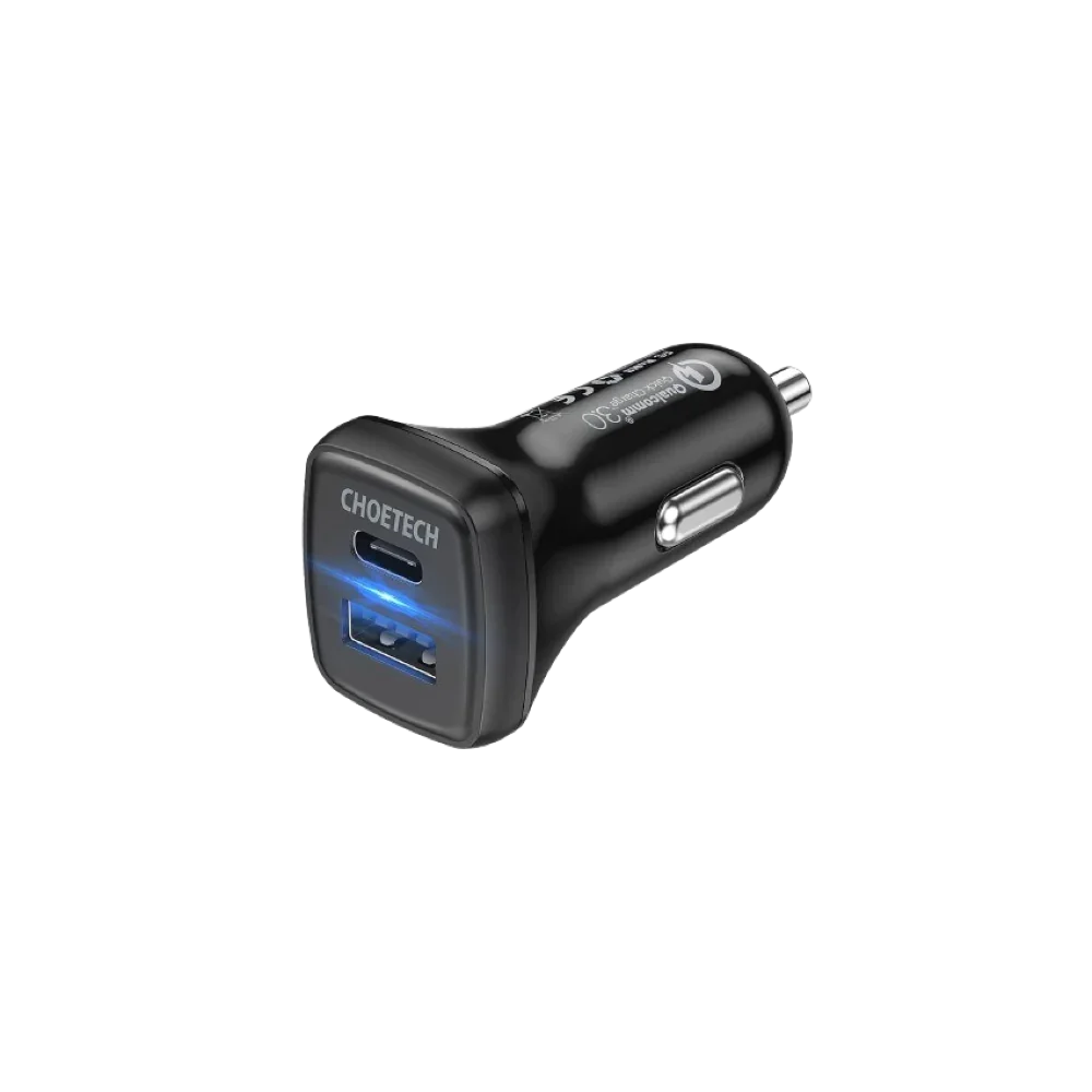 Choetech PD 20W Dual-Port Car Charger - Black