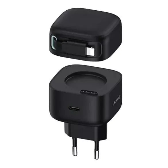 USAMS PD35W Dual Output GaN Fast Charger With Lightning Magnetic Retractable Cable Module (EU) XMF Series