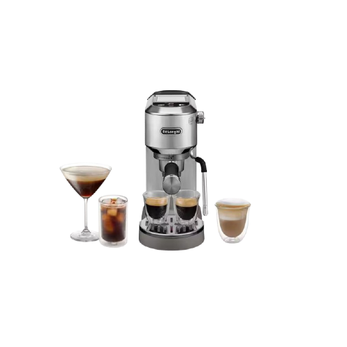 De'Longhi Dedica Duo EC890.M, Barista Coffee Machine with Pump, Espresso and Cold Brew, Manual Coffee Machine with LatteArt Steam Rod, 15 cm Wide, 2 Espresso, Touch Screen, Cup up to 13 cm, Metal