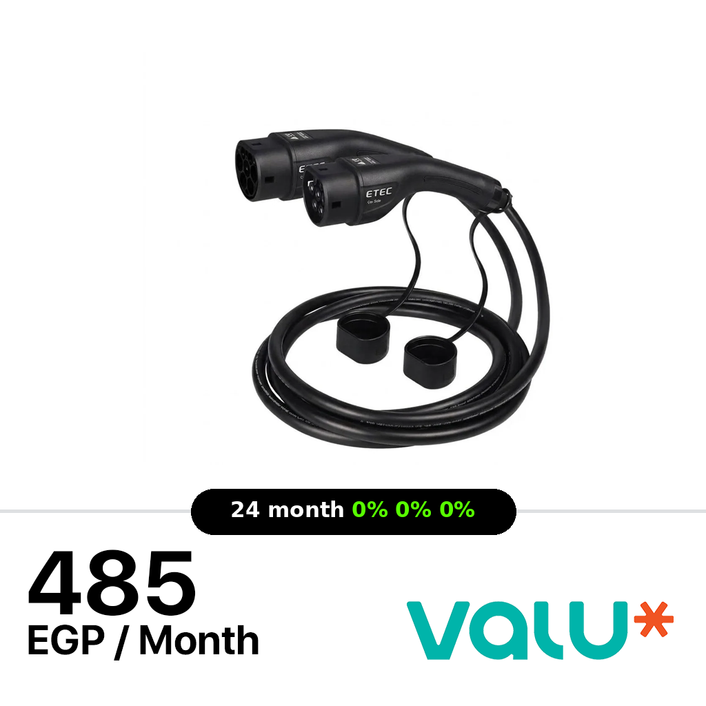 ETEC EV Charger Cable type 2 to type 2 (5-meter Cable 32A 22kW, EV European standard Plug), (2-Years Warranty by XPRS)