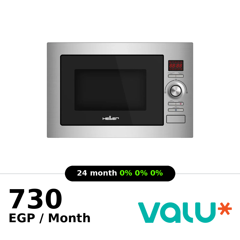 HELLER Built-In Microwave Digital 25Liter 900Watt 8 Menus - HMBN-25G