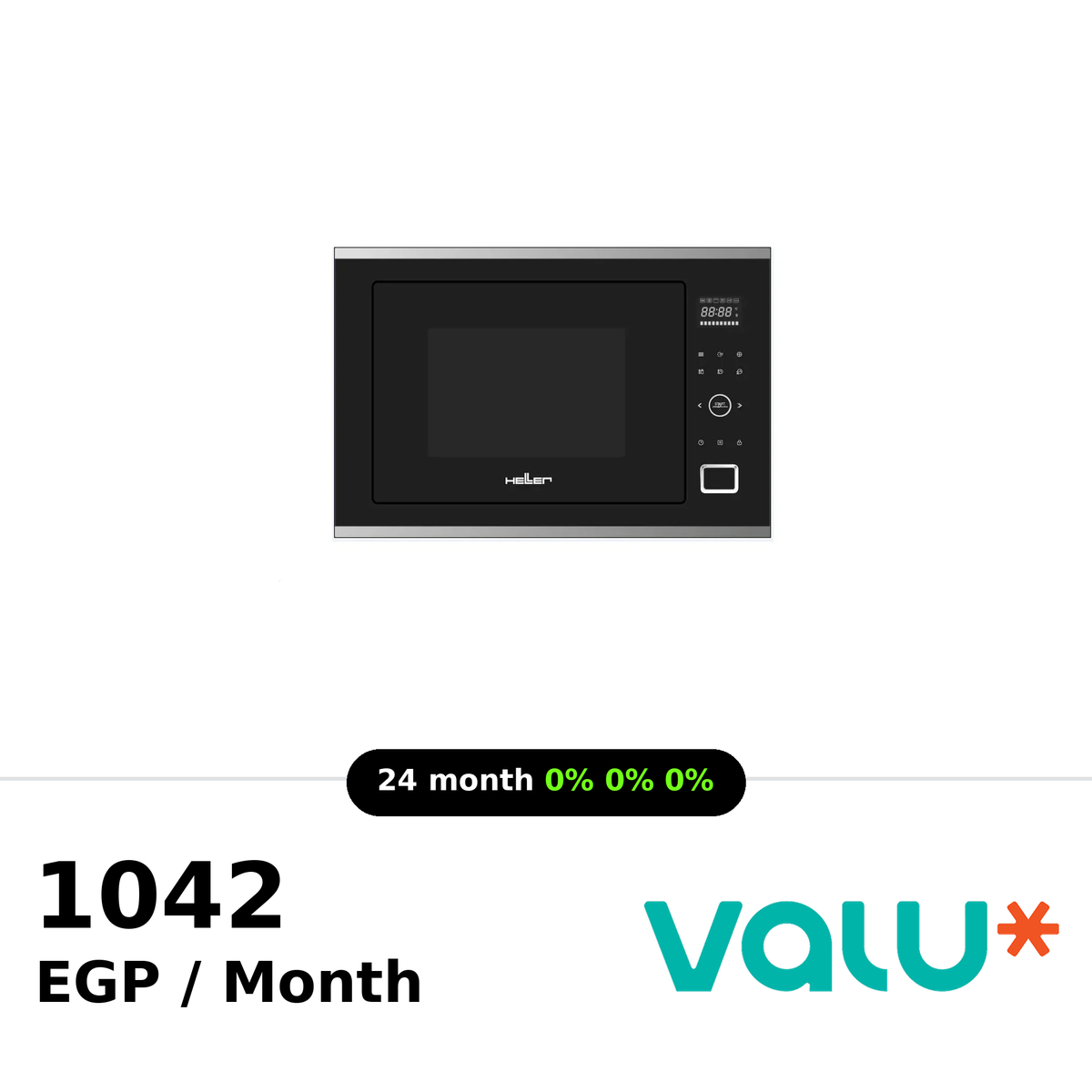 HELLER Built-In Microwave Touch 34Liter 1000W 10 Menus - Black - HMBN-34GC-BK