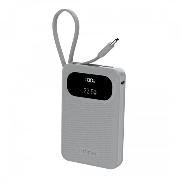 <tc>باور بنك Infinix Power Bank Pro بسعة 10,000 مللي أمبير في الساعة، مع كابل مدمج وقدرة 22.5 واط</tc>