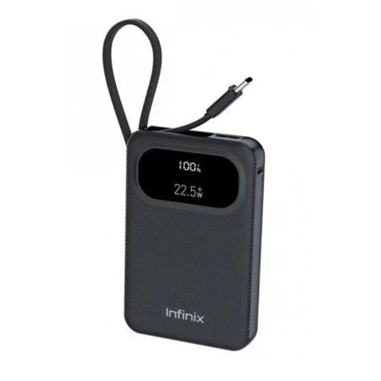 <tc>باور بنك Infinix Power Bank Pro بسعة 10,000 مللي أمبير في الساعة، مع كابل مدمج وقدرة 22.5 واط</tc>