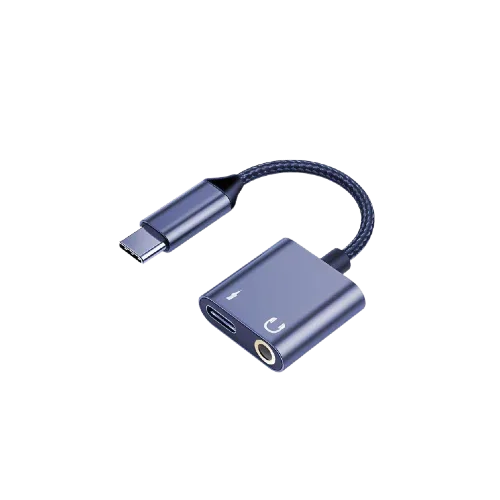 L'avvento Converter From USB-C Male To USB-C Female And AUX Female 30cm - Black