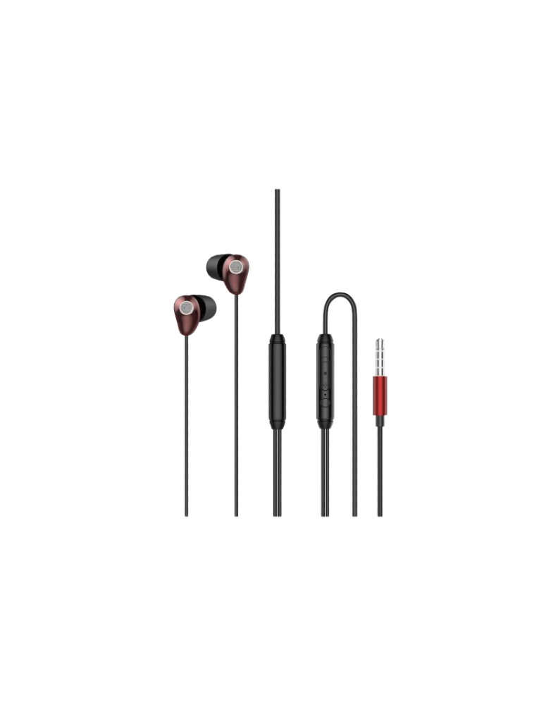 L'avvento earphone HP66R with Mic 3.5mm Volume Control - Red