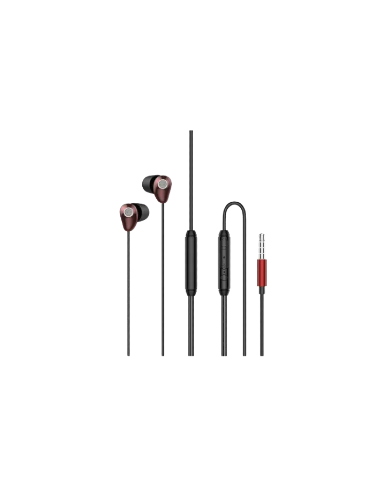 L'avvento earphone HP66R with Mic 3.5mm Volume Control - Red