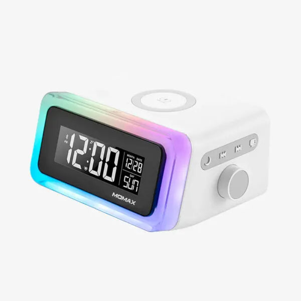 ساعة رقمية موماكس Q.Clock 2 مع شاحن لاسلكي – أبيض