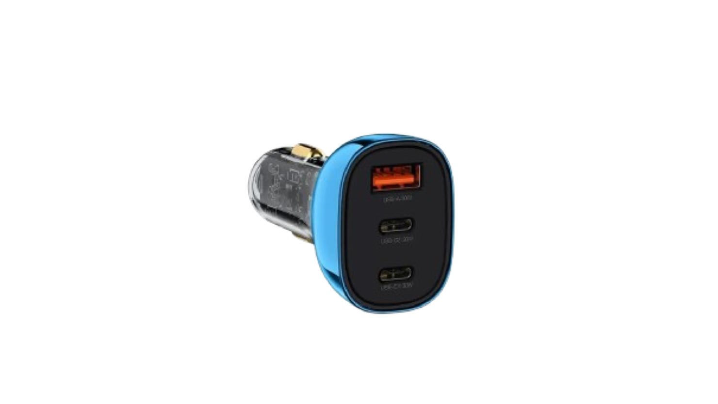 Maxco MQ05 PD3.0 Fast Car Charger 90W USB-A + 2 USB-CPorts - Transparent Blue xprs