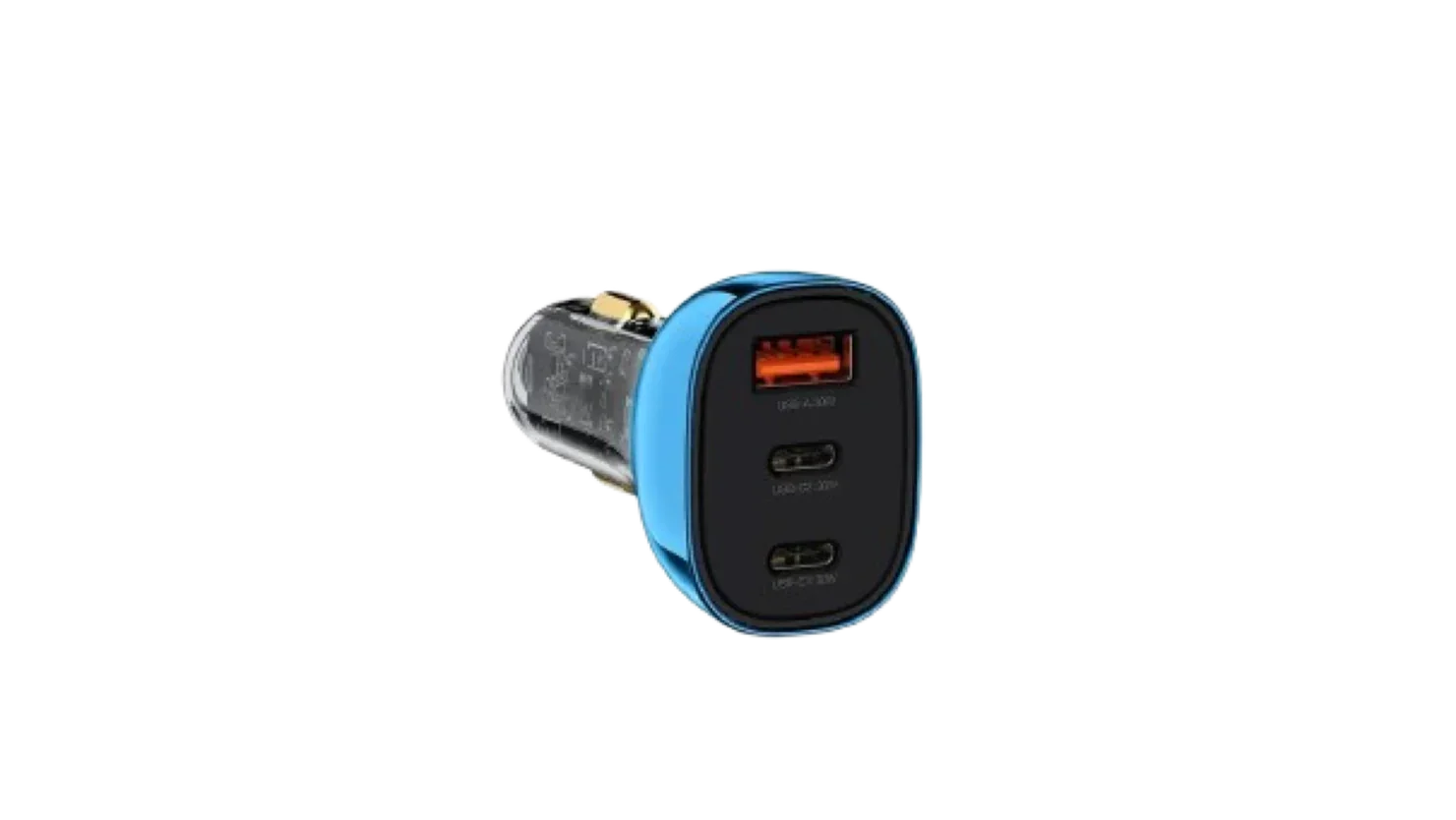 Maxco MQ05 PD3.0 Fast Car Charger 90W USB-A + 2 USB-CPorts - Transparent Blue xprs
