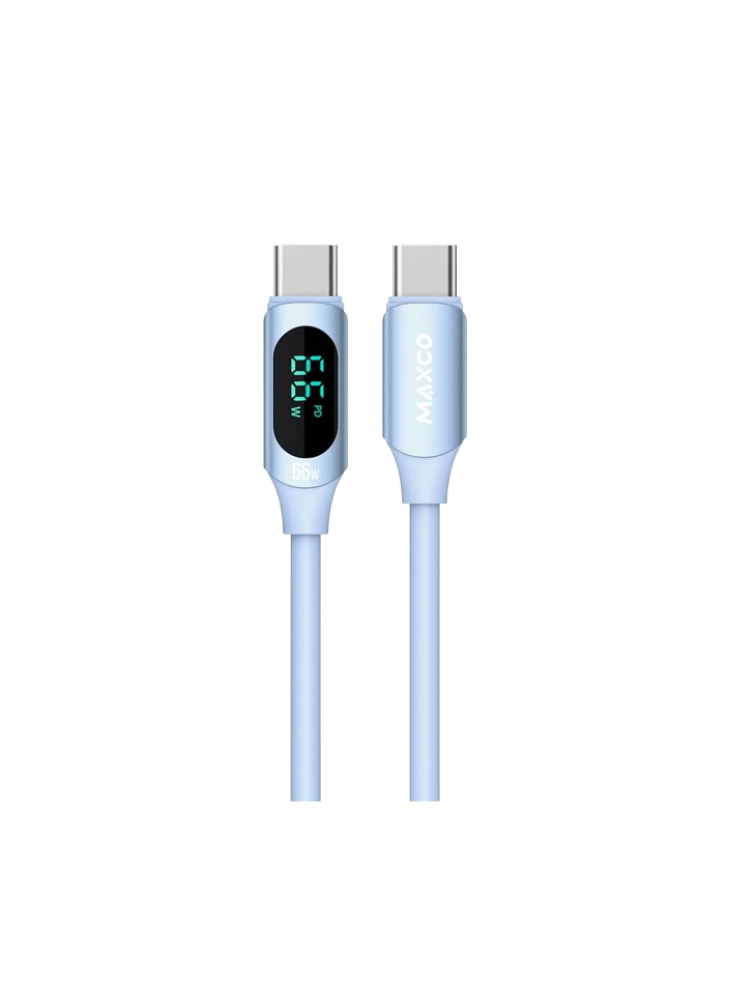 Maxco MS06CC Silicone Cable 100W Type-c to Type-c with Digital Display 200CM - Blue