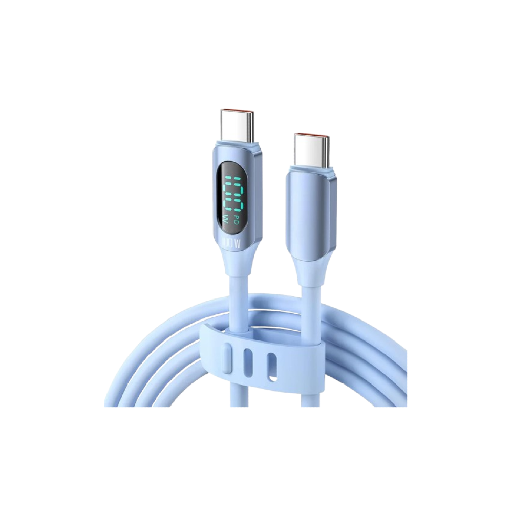 Maxco MS06CC Silicone Cable 100W Type-c to Type-c with Digital Display 200CM - Blue xprs