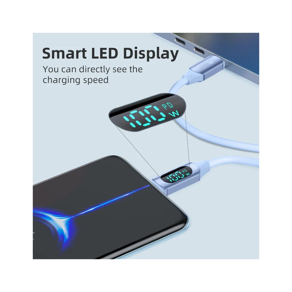 Maxco MS06CC Silicone Cable 100W Type-c to Type-c with Digital Display 200CM - Blue xprs 1