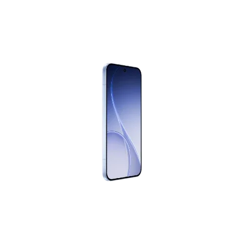 Modern Oppo Reno 15F with large display, slim bezels, and front camera, angled side view