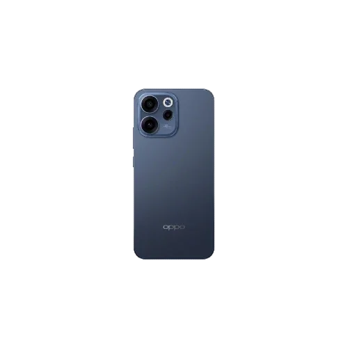 Blue Oppo Reno 15F with triple rear cameras and matte finish, back view