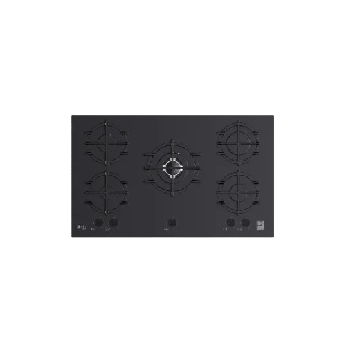 Purity Built In Gas Hob 5 Eyes Heavy Duty Grids 90CM - Glass Black - HPT911 MAT-BL - XPRS