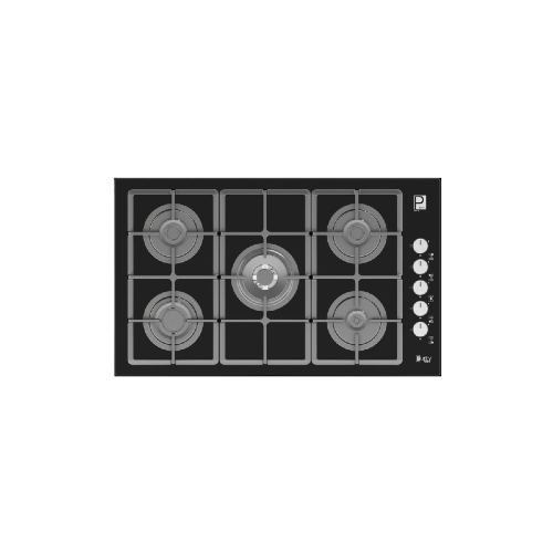 Purity Built In Gas Hob 5 Eyes Heavy Duty Grids 90 CM Glass Black HPT975G