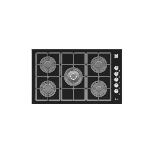 Purity Built In Gas Hob 5 Eyes Heavy Duty Grids 90 CM - Glass Black - HPT975G - XPRS