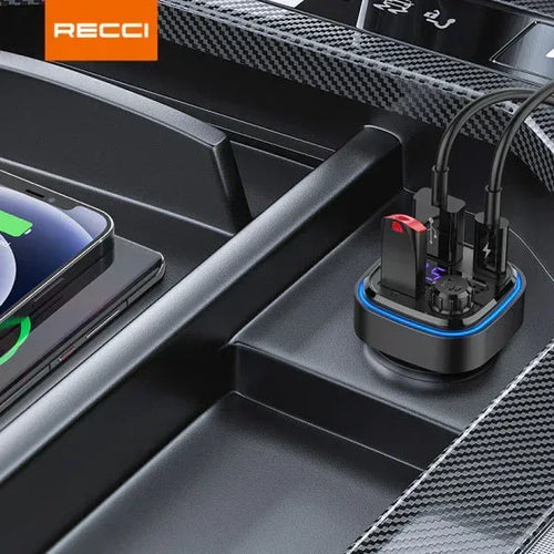 Recci RQ08 – 15W+15W Multi-Functional FM Car Charger xprs 3