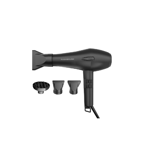 Rush Brush D3 Turbo Hair Dryer 3 Heat 2 Speed Black