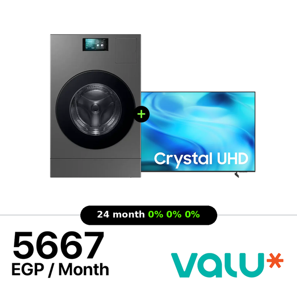 Samsung Washer Dryer Bespoke AI Laundry Combo™ - 25KG Wash /15KG Dryer - Grey - WD25DB8995BZ/AS + Samsung 65" Crystal UHD U8000H 4K Smart TV Built-in Receiver - 65U8000H ( Gift )