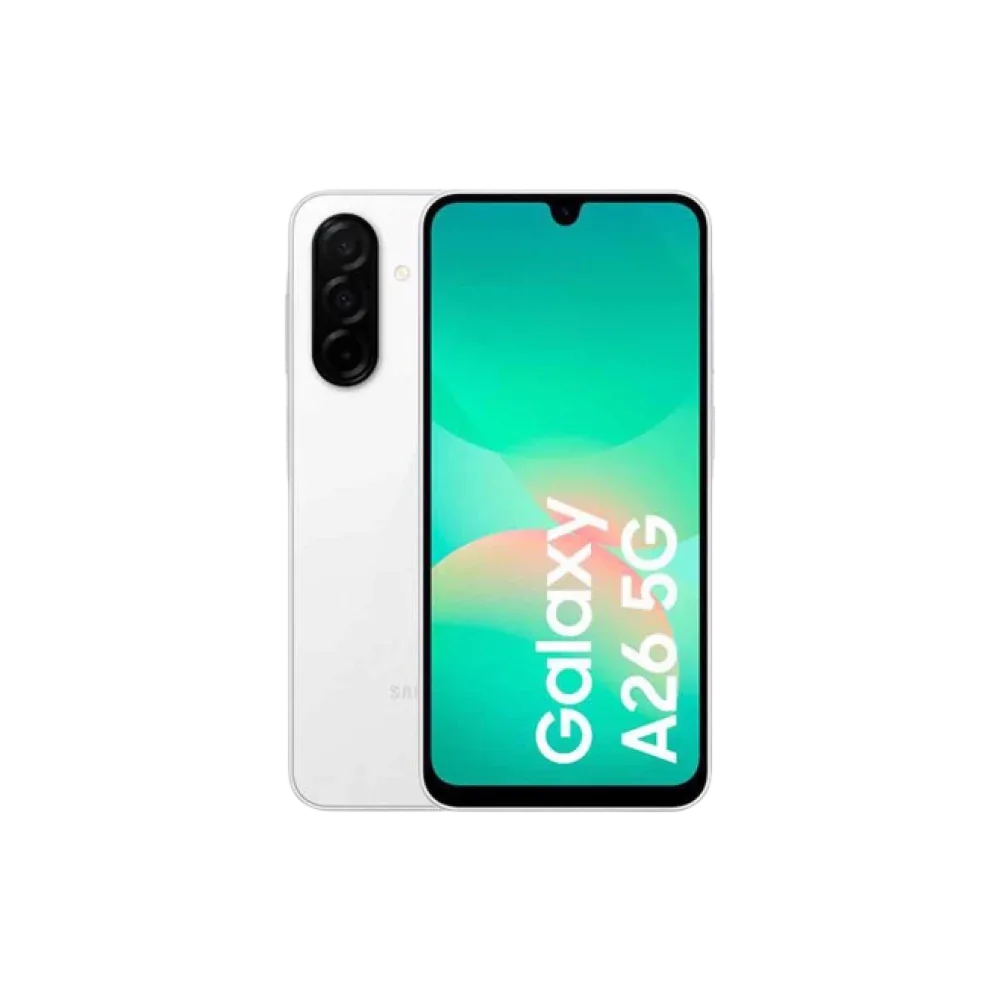 Samsung A26 white front back view