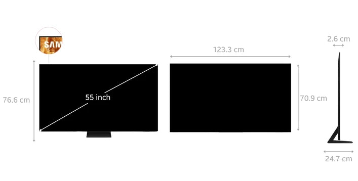 Samsung Neo QLED 55 inch QN70F dimensions
