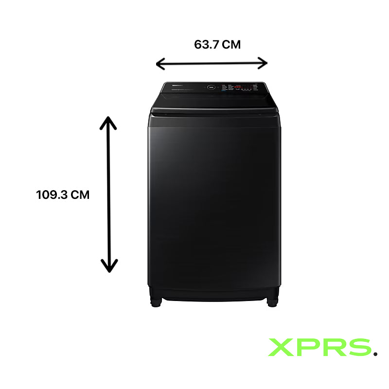 Samsung Top Load Washing Machine 19KG, Ecobubble, Digital Inverter, Black,WA19CG6886BVAS dimensions