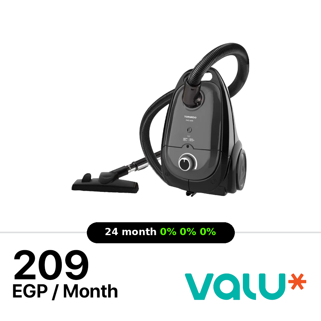 <tc>مكنسة كهربائية تورنيدو 1800 واط مع فلتر مضاد للبكتيريا - رمادي × أسود - TVC-180</tc>